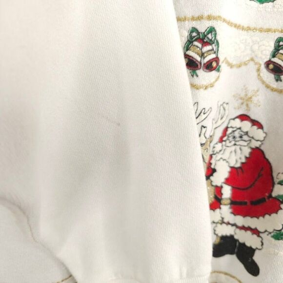 Christmas Sweatshirt Mens Size Large Vintage 90s Santa Claus Reindeer Houses - Picture 4 of 8